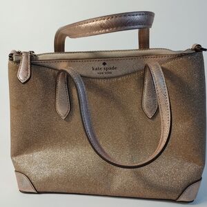 kate spade metallic rose gold glitter tote